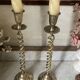 Pair of twisted brass candlesticks 37cm