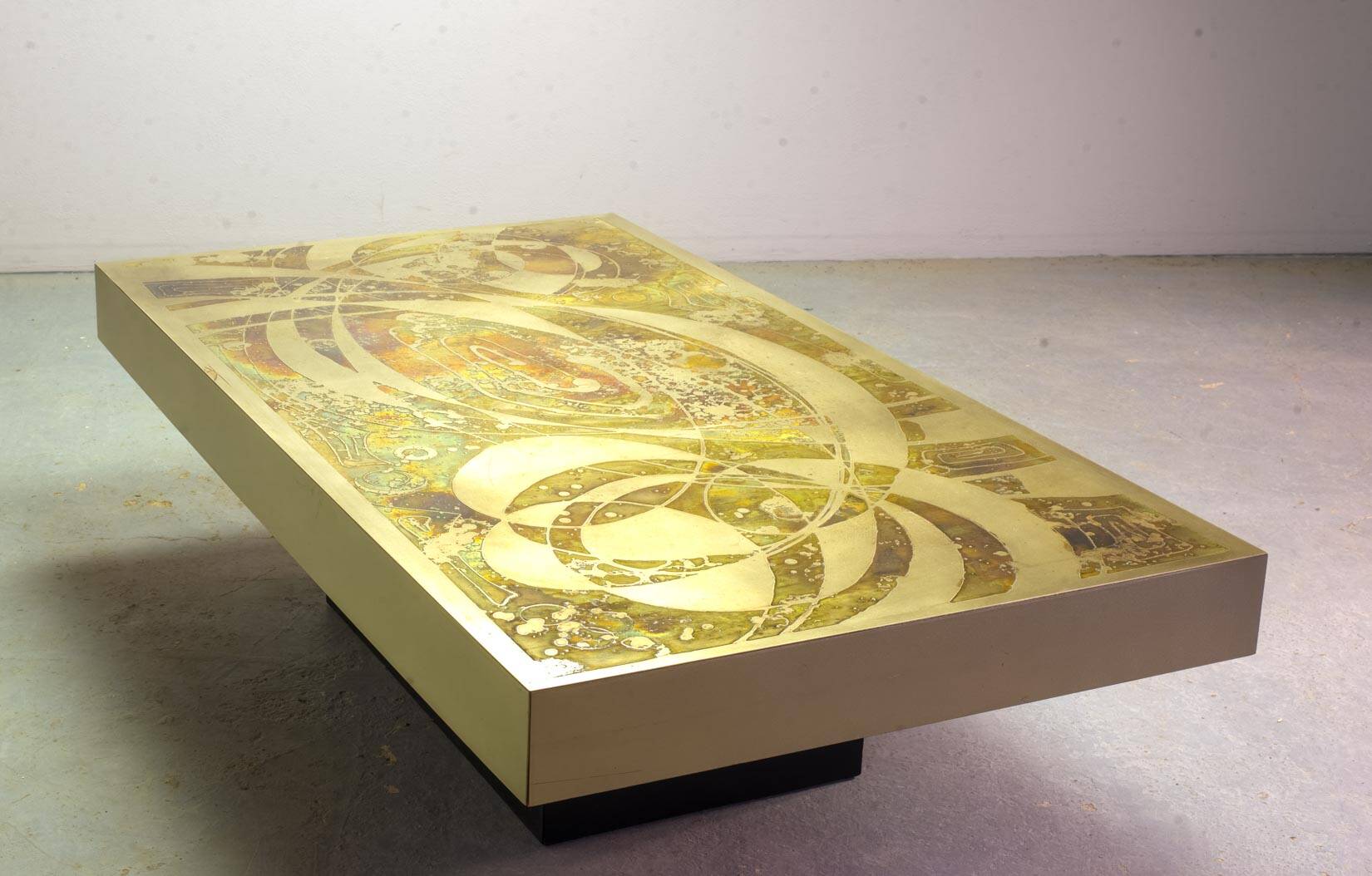 Bernhard Rohne Brutalist Etched & Oxidized Rectangle Coffee Table, 1960s