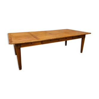Oak community table with 8 drawers, 19th century