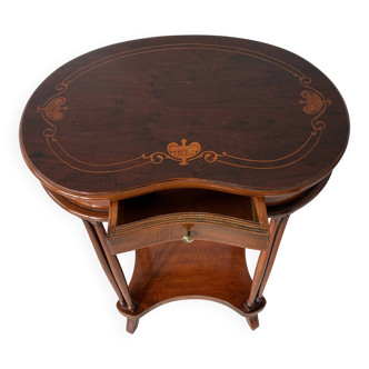 Walnut kidney-shaped side table