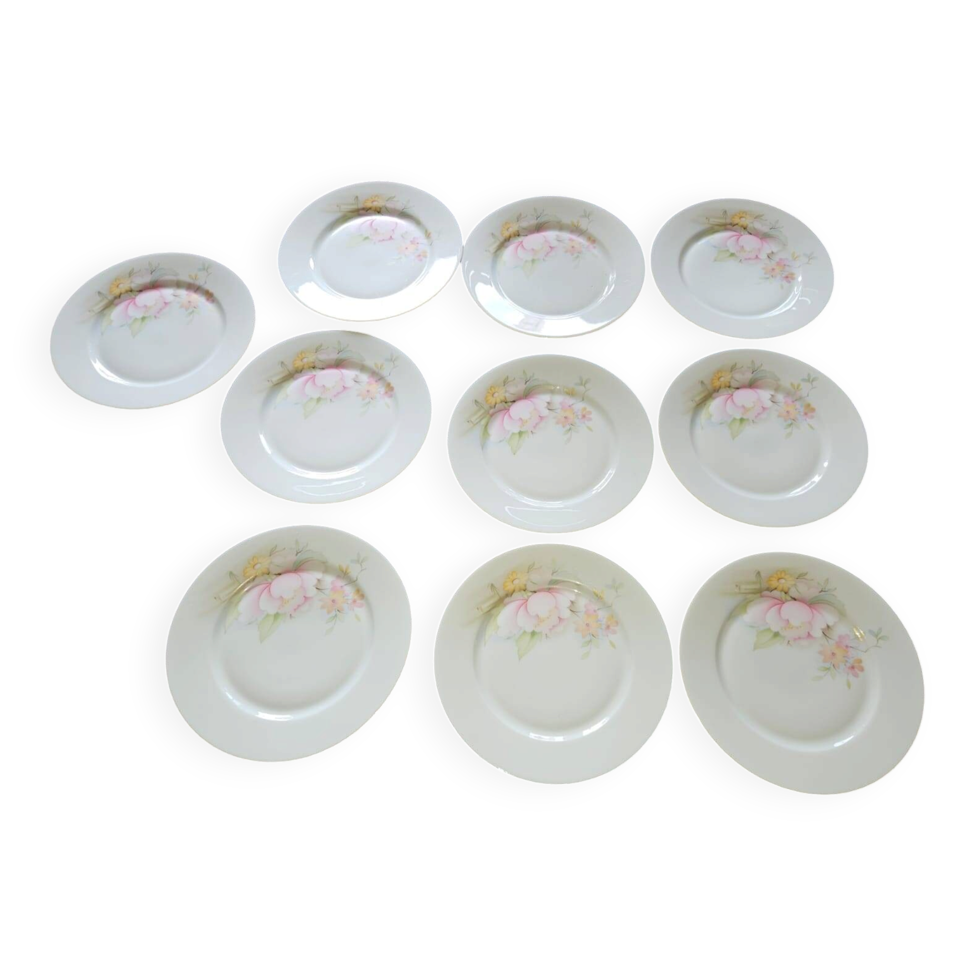 10 dessert plates made of Limoges porcelain, France.