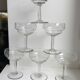 Set of 6 small champagne glasses in crystal engraved 50s