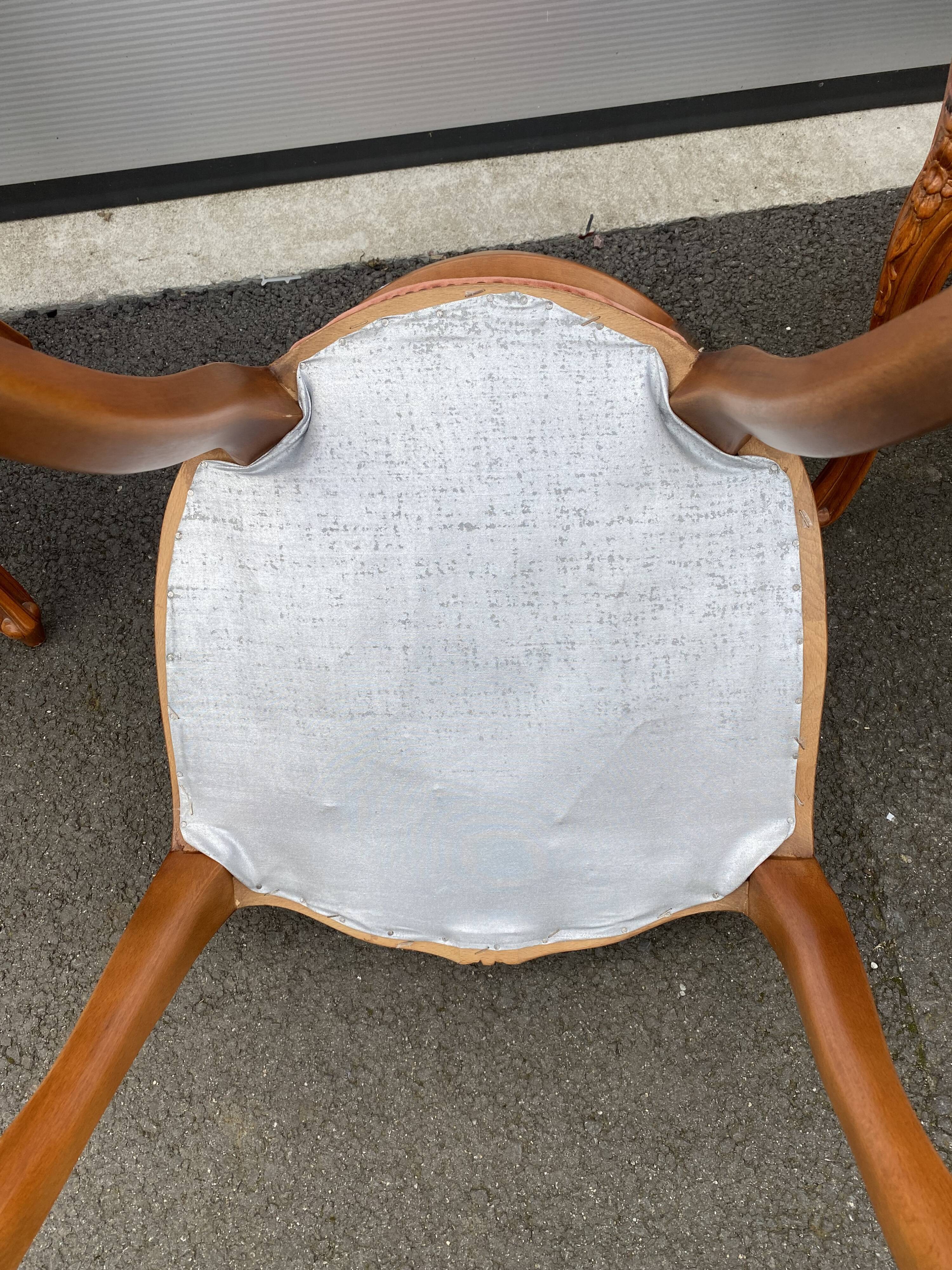 6 chairs Louis XV red style