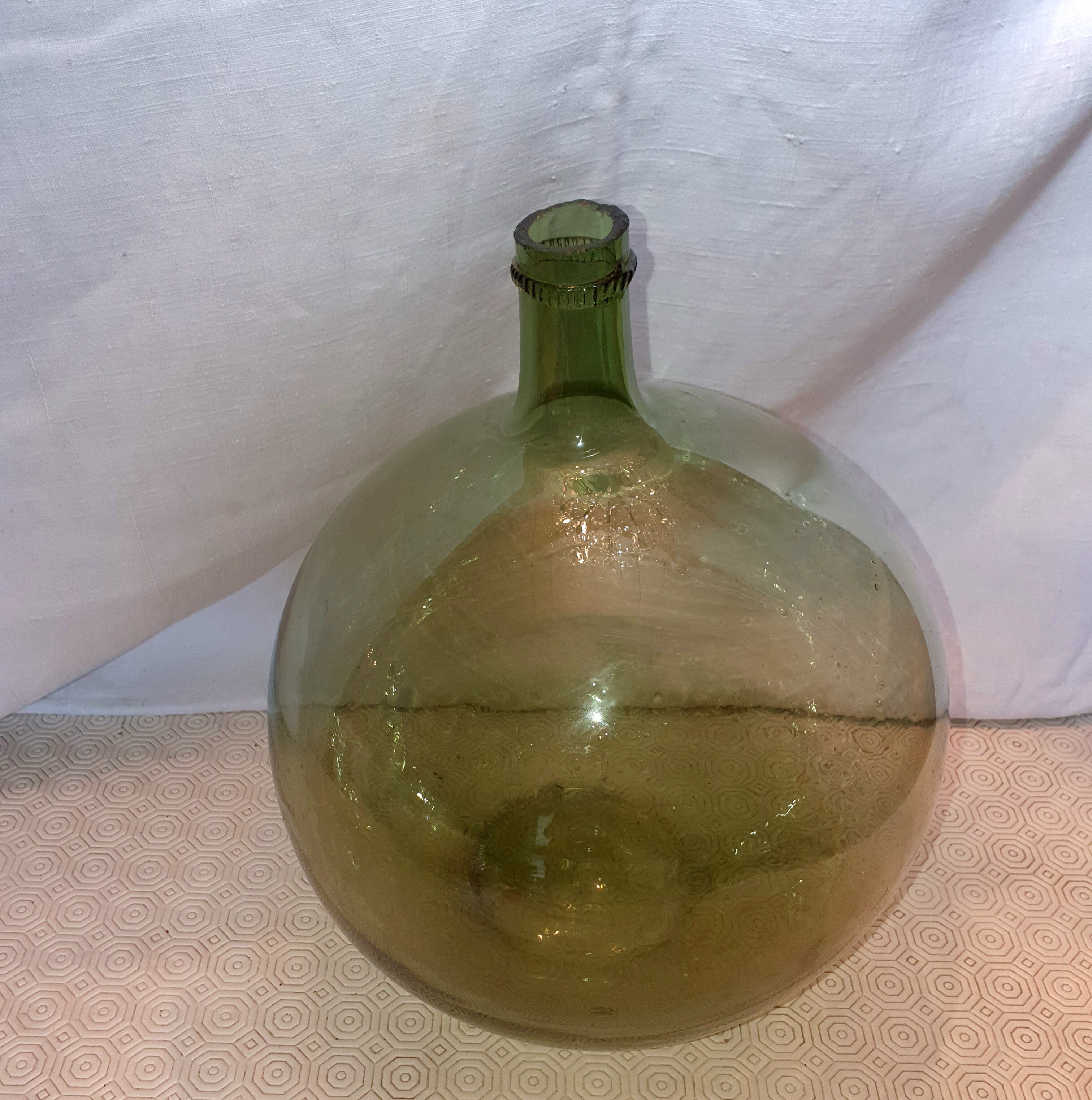 Demijohn glass green breath