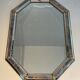 Octagonal Faceted Mirror with Brass Garlands — French Work, Glass