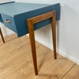 Vintage modernist desk in petrol blue, 1950s/60s.