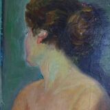 Portrait d'une ballerine, peinture à l'huile du milieu du XXe siècle, encadrée