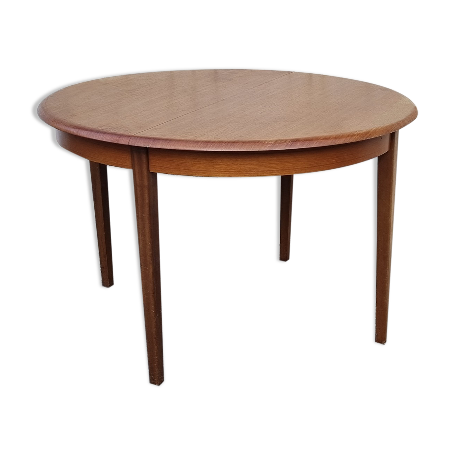 Extendable round dining table, solid wood, vintage, 60s