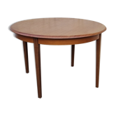 Table de repas ronde extensible, bois massif, vintage, années 60