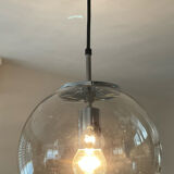 Space Age globe pendant lamp in smoked glass from the 70s