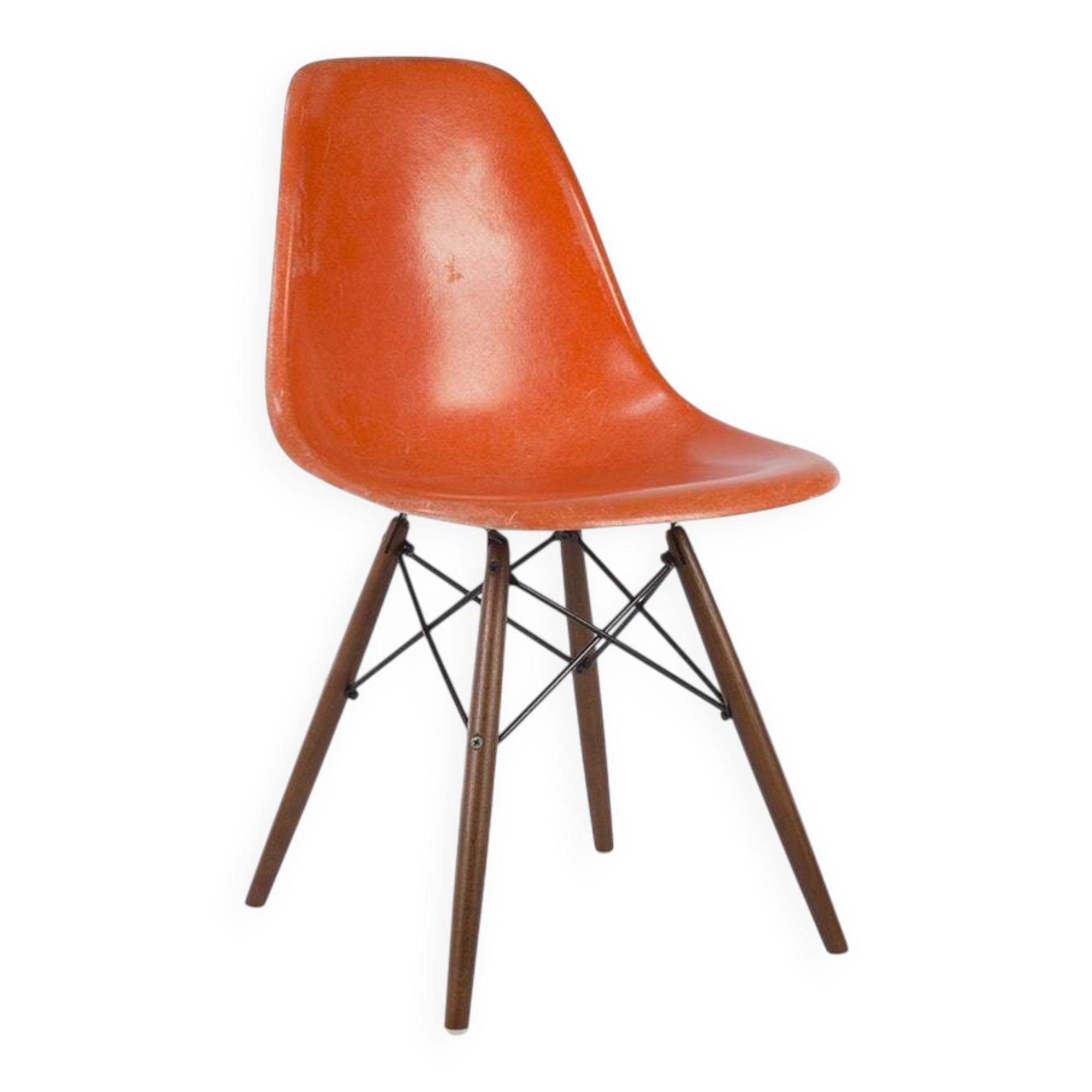 Chaise à coque latérale vintage originale Eames DSW d'Herman Miller orange