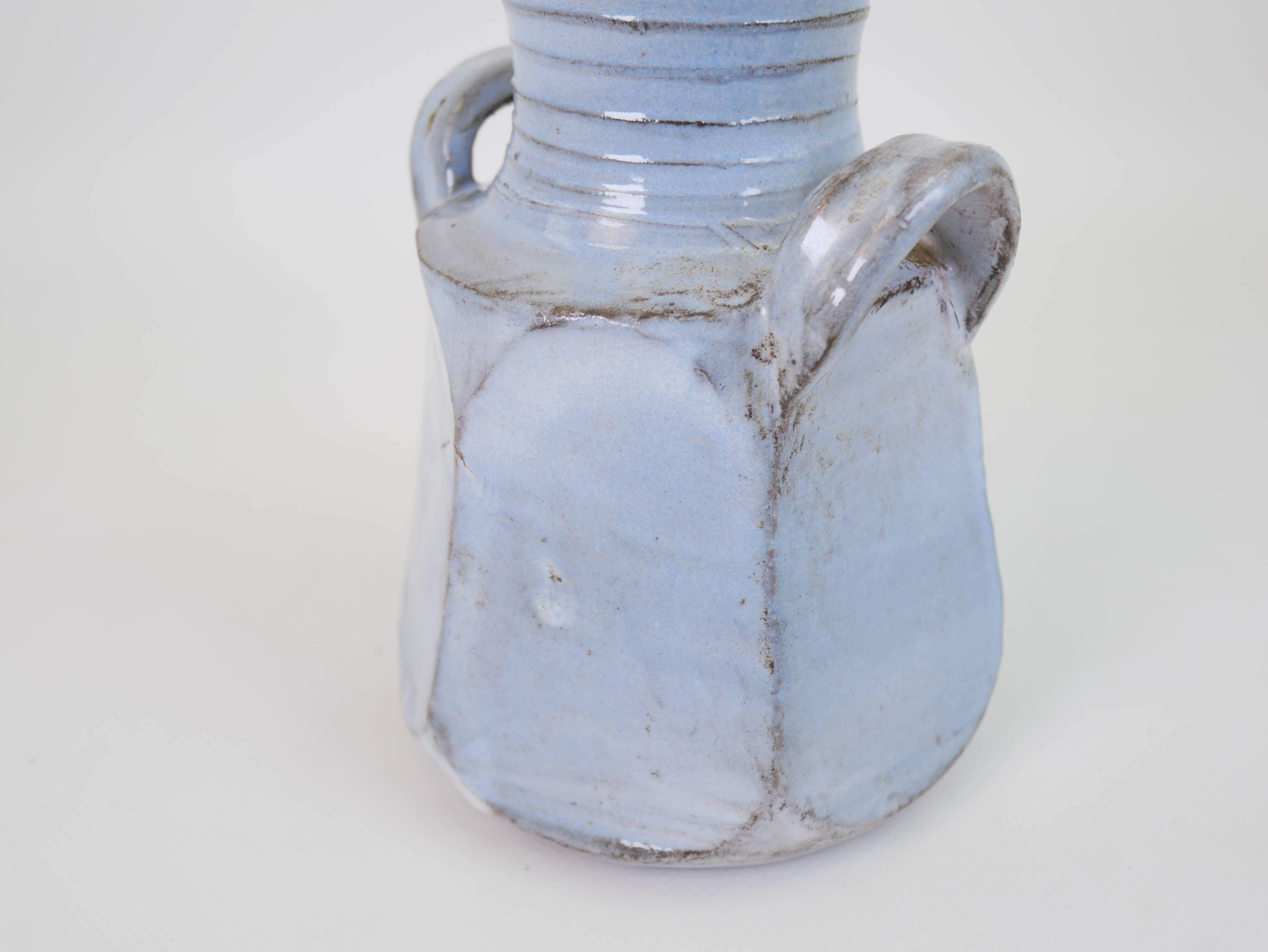 Sky blue glazed ceramic vase