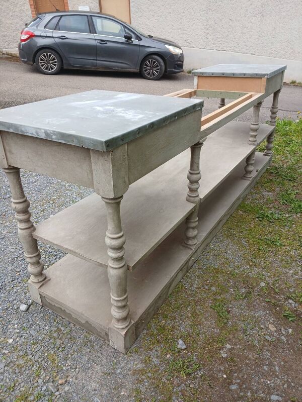 Grand meuble style drapier en bois et zinc