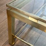 Modernist coffee table in brass and glass tops by Guy Lefèvre for Maison Jansen.