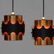 Pair of brass colored pendant lights by Werner Schou for Coronell Electro, Denmark 1960s