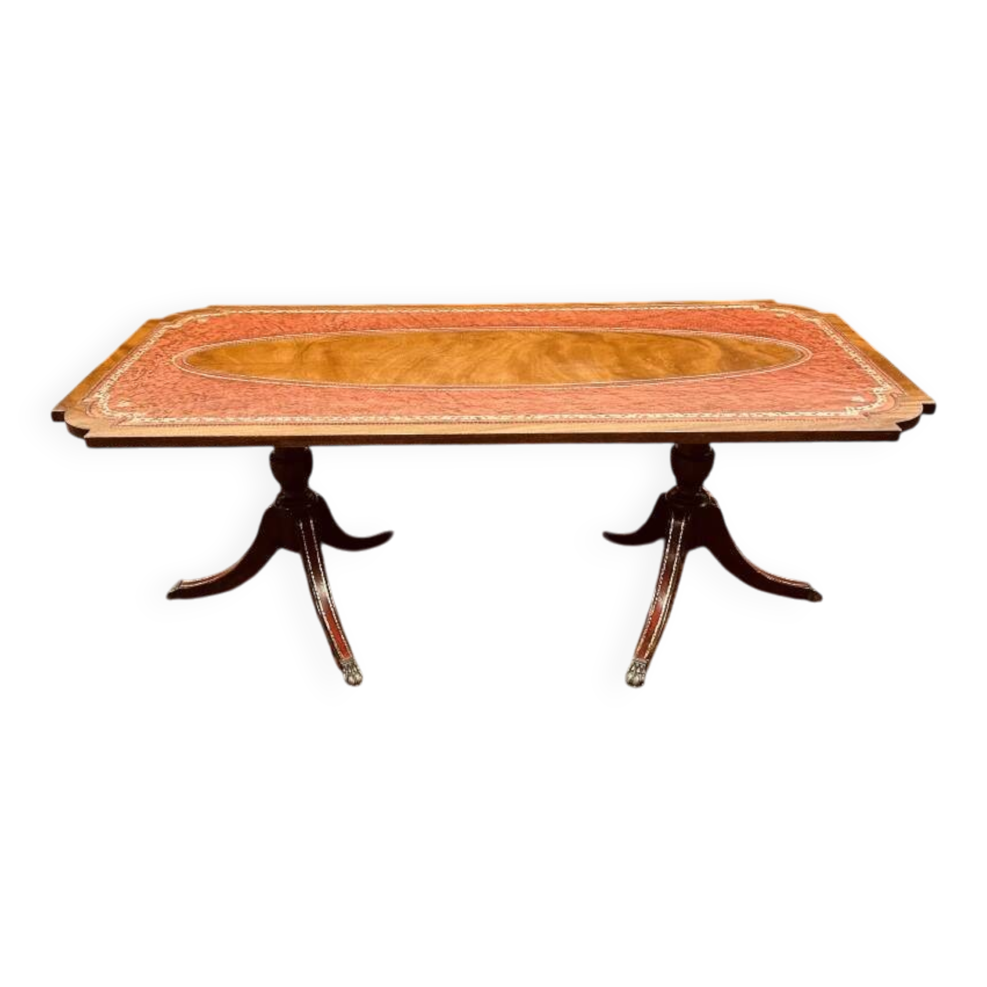 Antique English Chesterfield Coffee Table with leather top