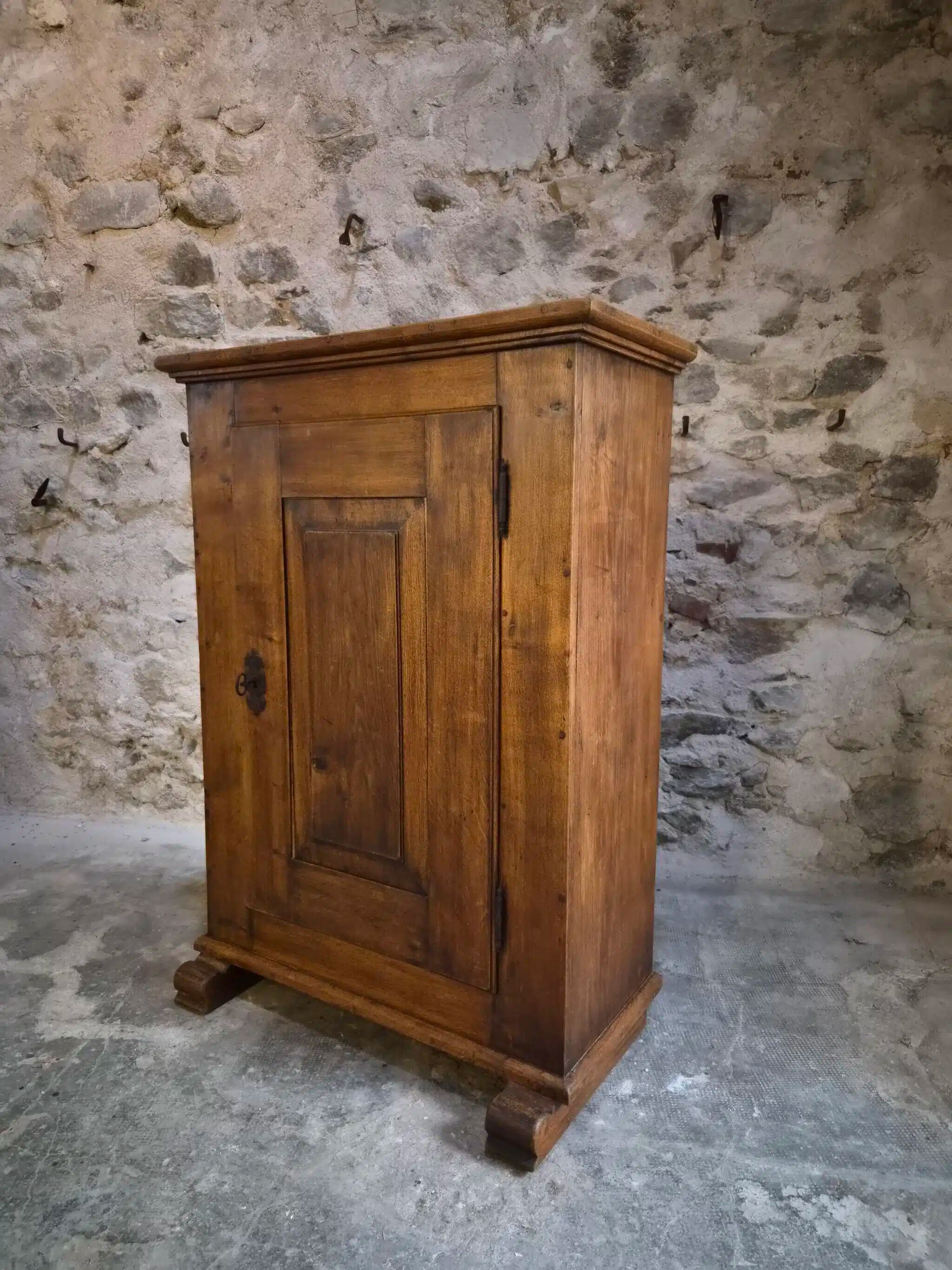 French antique oak wardrobe with one door, 18th century.