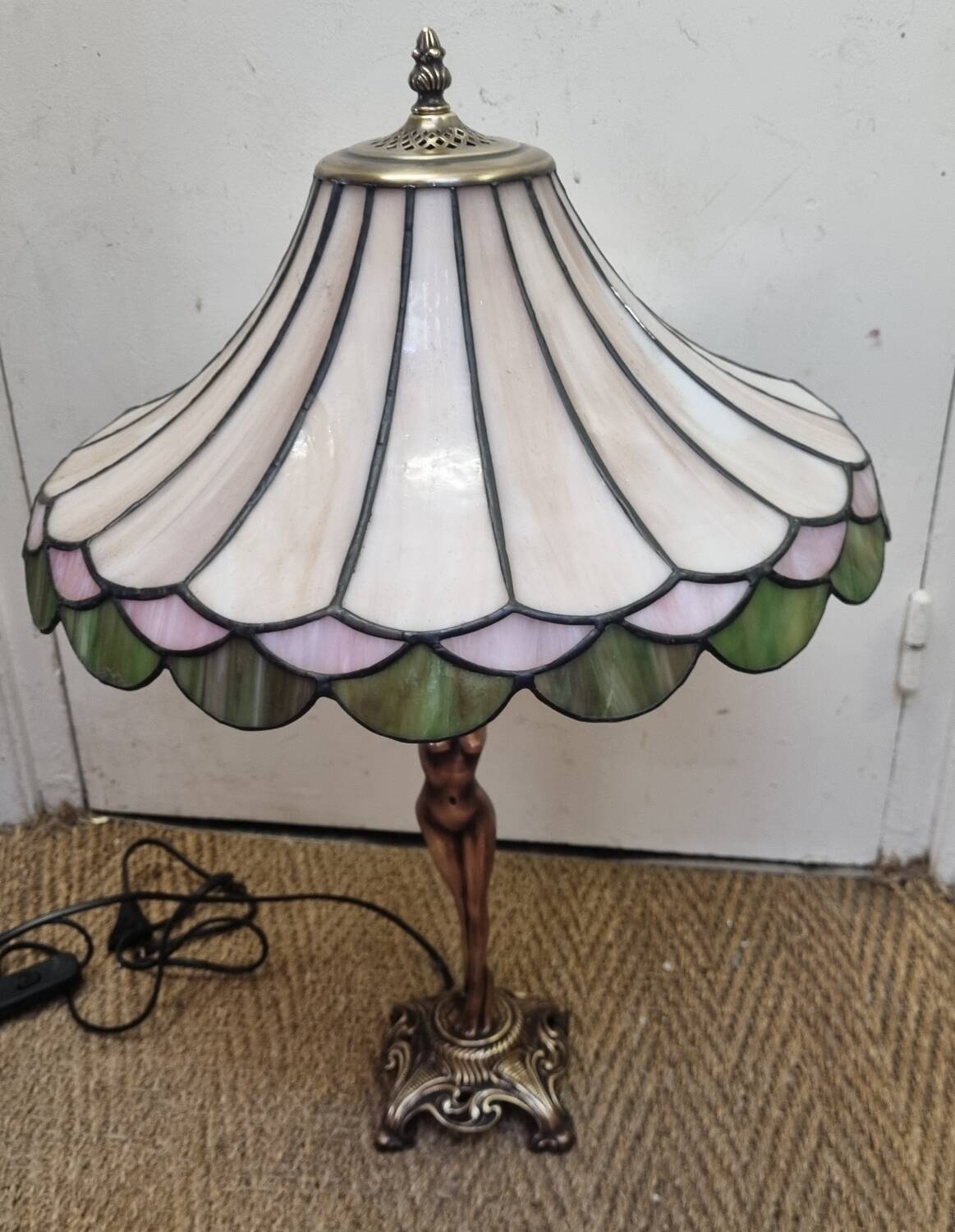 Art Deco lamp, bronze & glass paste