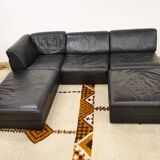 Mid-Century modular sofa in leather by De Sede, Set of 5, 1970s