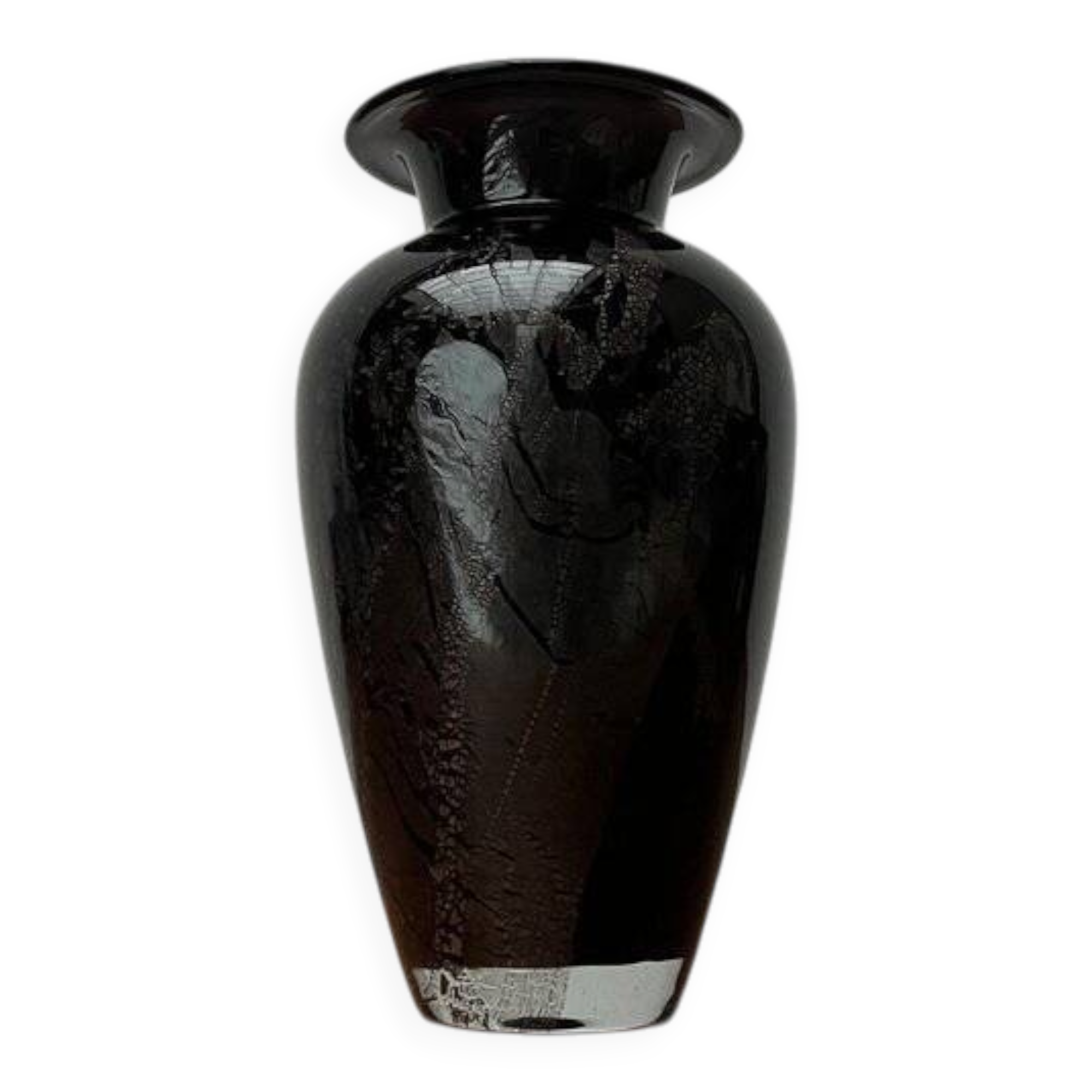 Postmodern black art glass vase by Hans Jürgen Richartz for the Richartz art collection, 1980s.