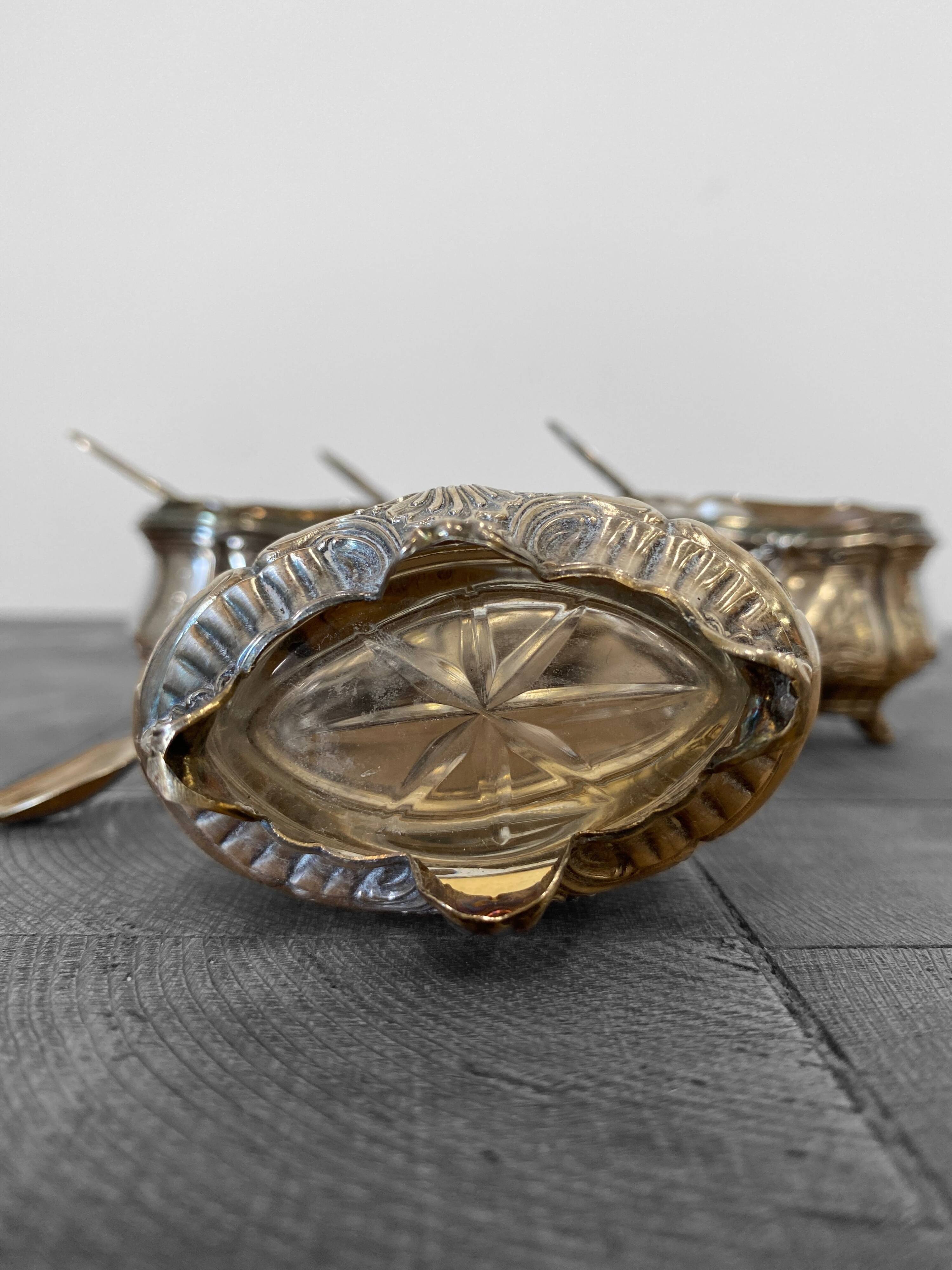 Set of 4 antique silver salt cellars