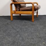 Brown leather Danish design arm chair by I Olsen&son Mobelfabrik