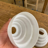 Pair of white glass pendant lights