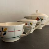Teapot and creamers Gien, model Tamaris, 1950