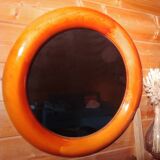 Large round mirror in cherry wood