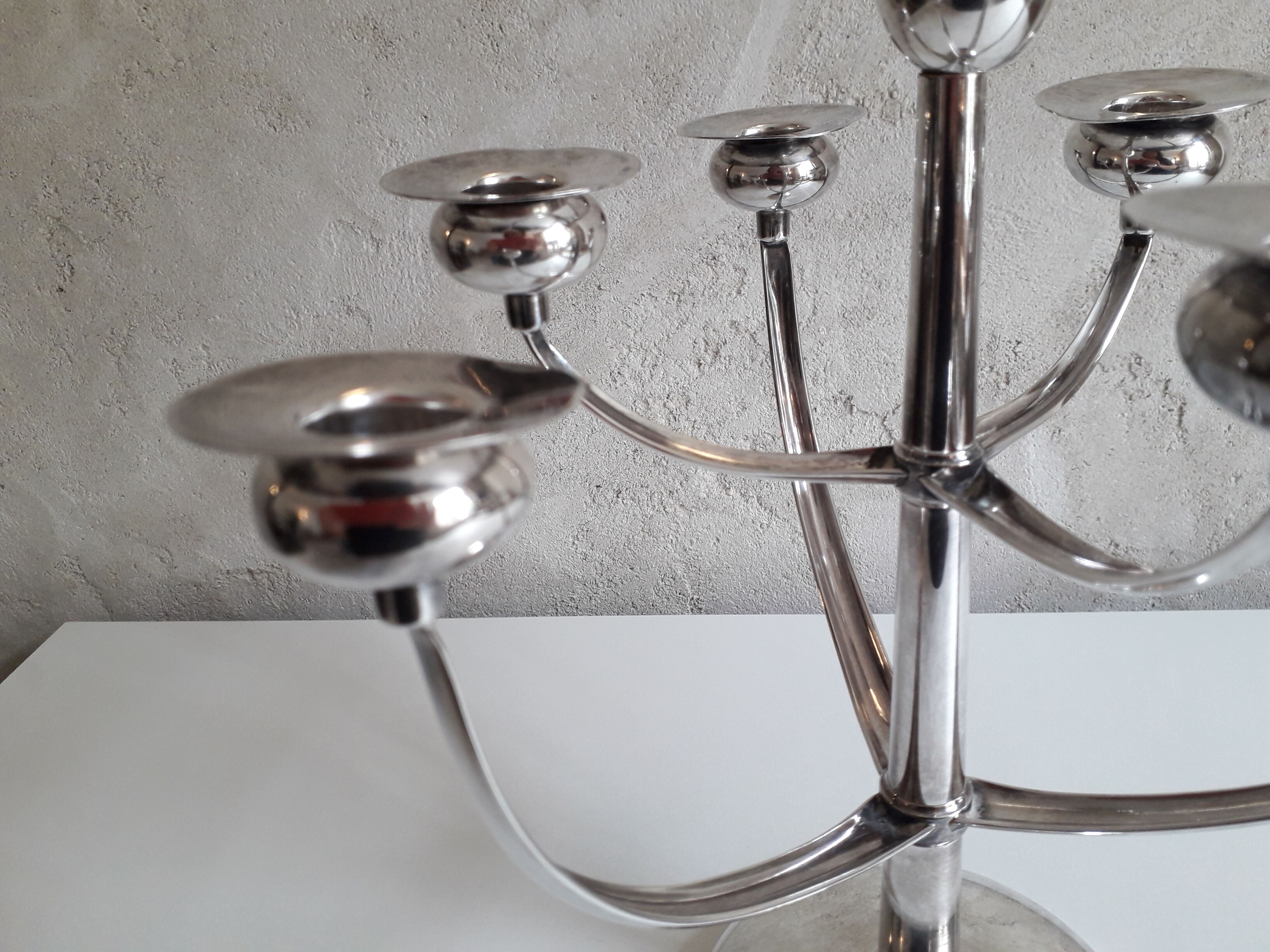 Silver metal chandelier by Gustav Beran for Keltum