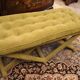 Mid-20th-designed green velvet bench