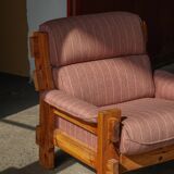 Danish Modern, a pair of pine and wool armchairs by Christian IV, 1970s.