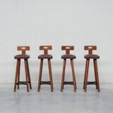 Set of four Mid-Century Dutch bar stools