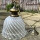 Brass and opaline pendant light, 1980s