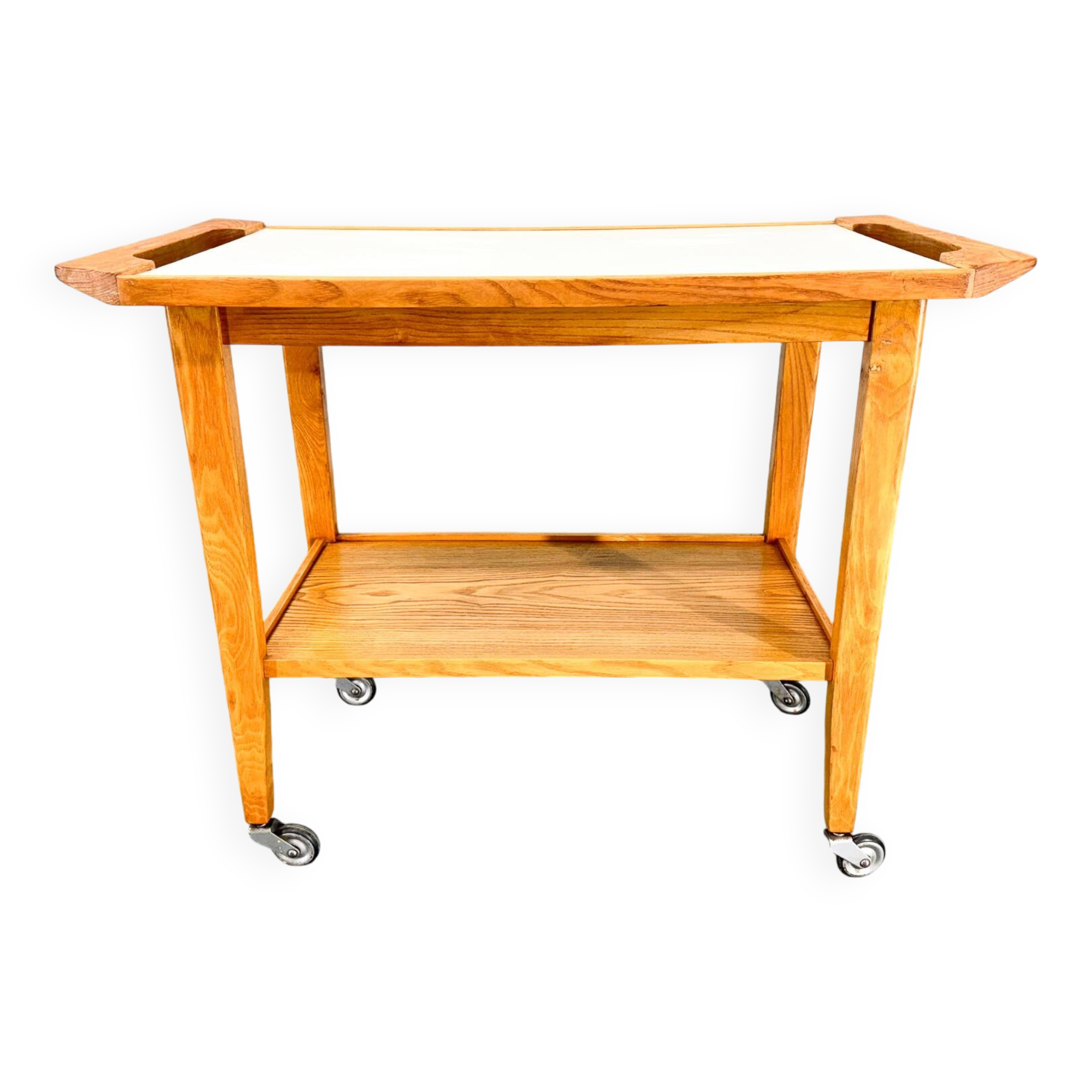 Vintage Wood and Plywood Serving Cart, 1970's