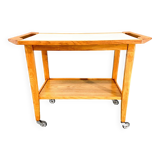Vintage Wood and Plywood Serving Cart, 1970's
