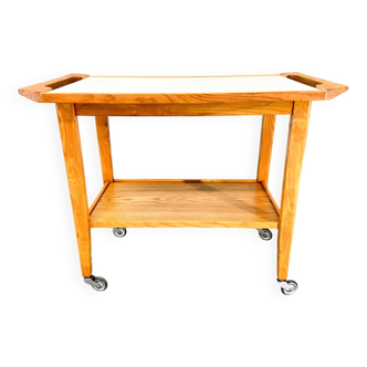 Desserte vintage en bois et contreplaqué, années 1970