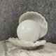 Vintage enameled ceramic table lamp in the shape of an open shell