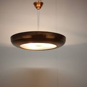 Large Art Deco Copper UFO Hanging Lamp, Czechoslovakia, 1930s