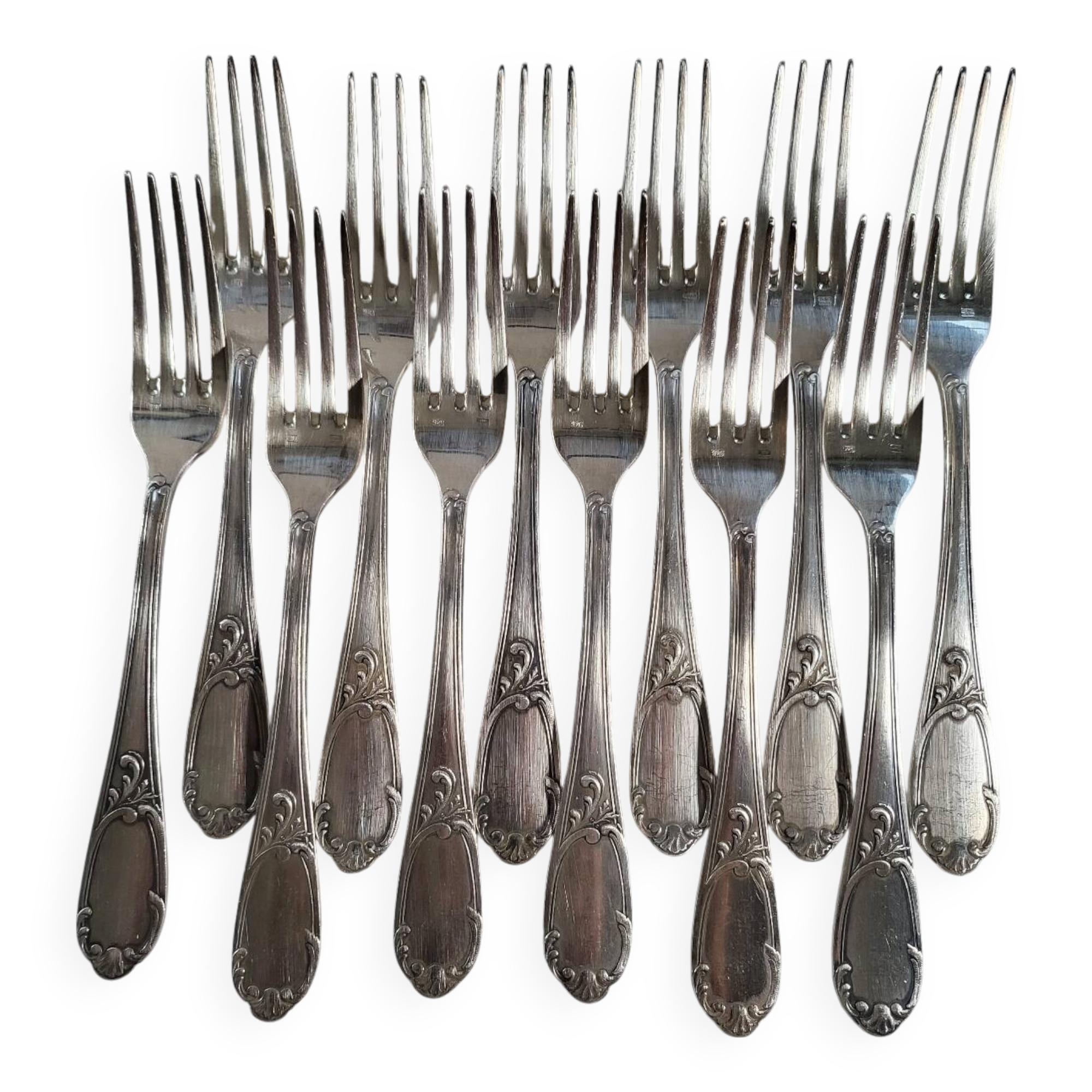 12 SOH Silver Metal Table Forks