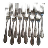 12 Fourchettes de Table en métal argenté SOH