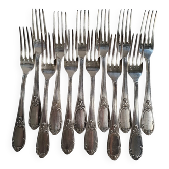 12 Fourchettes de Table en métal argenté SOH