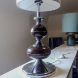 Chrome and brown space age lamp base 1970
