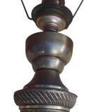 Pair of empire style lamps with red lampshades