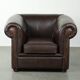 Luxury brown cow leather Chesterfield armchair with a timeless English look