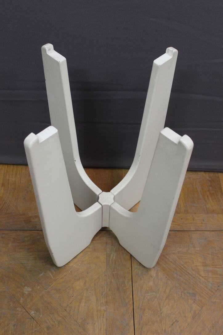 Pedestal Table In White Lacquered Wood And Marble Circa 1970