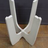 Pedestal Table In White Lacquered Wood And Marble Circa 1970