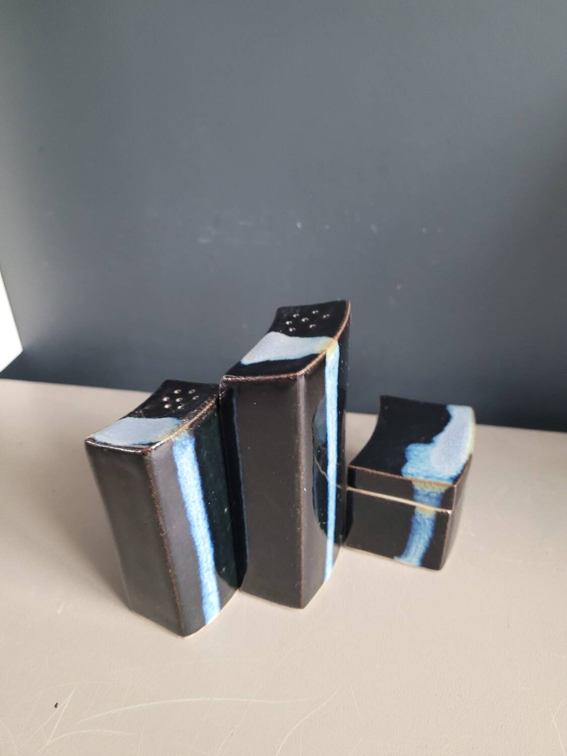 Vintage ceramic salt pepper mustard set