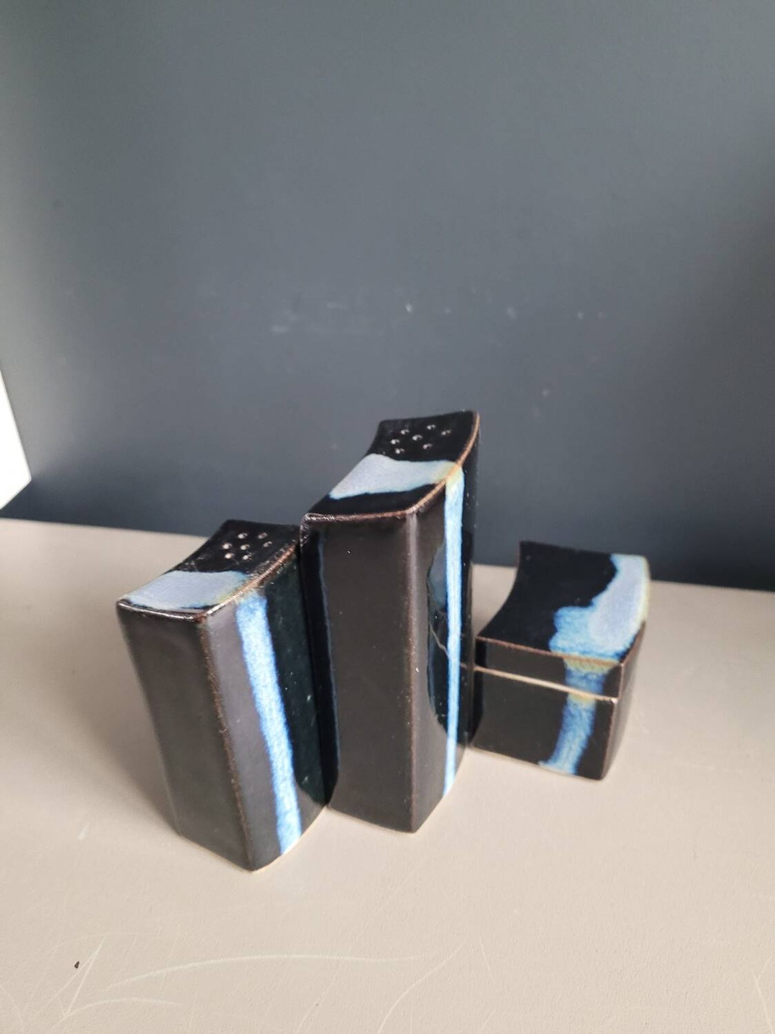 Vintage ceramic salt pepper mustard set