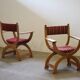 Vintage 1960s Brutalist Kurul Armchairs in Oak - style of Henning Kjærnulf